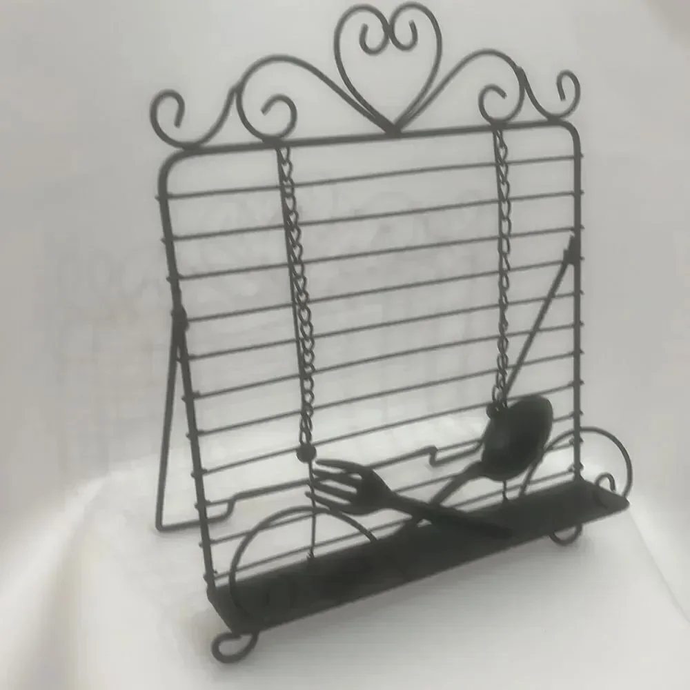 Metal Fork Spoon Wall Kitchen Cook Book Holder Ball And Chain Page Dividers